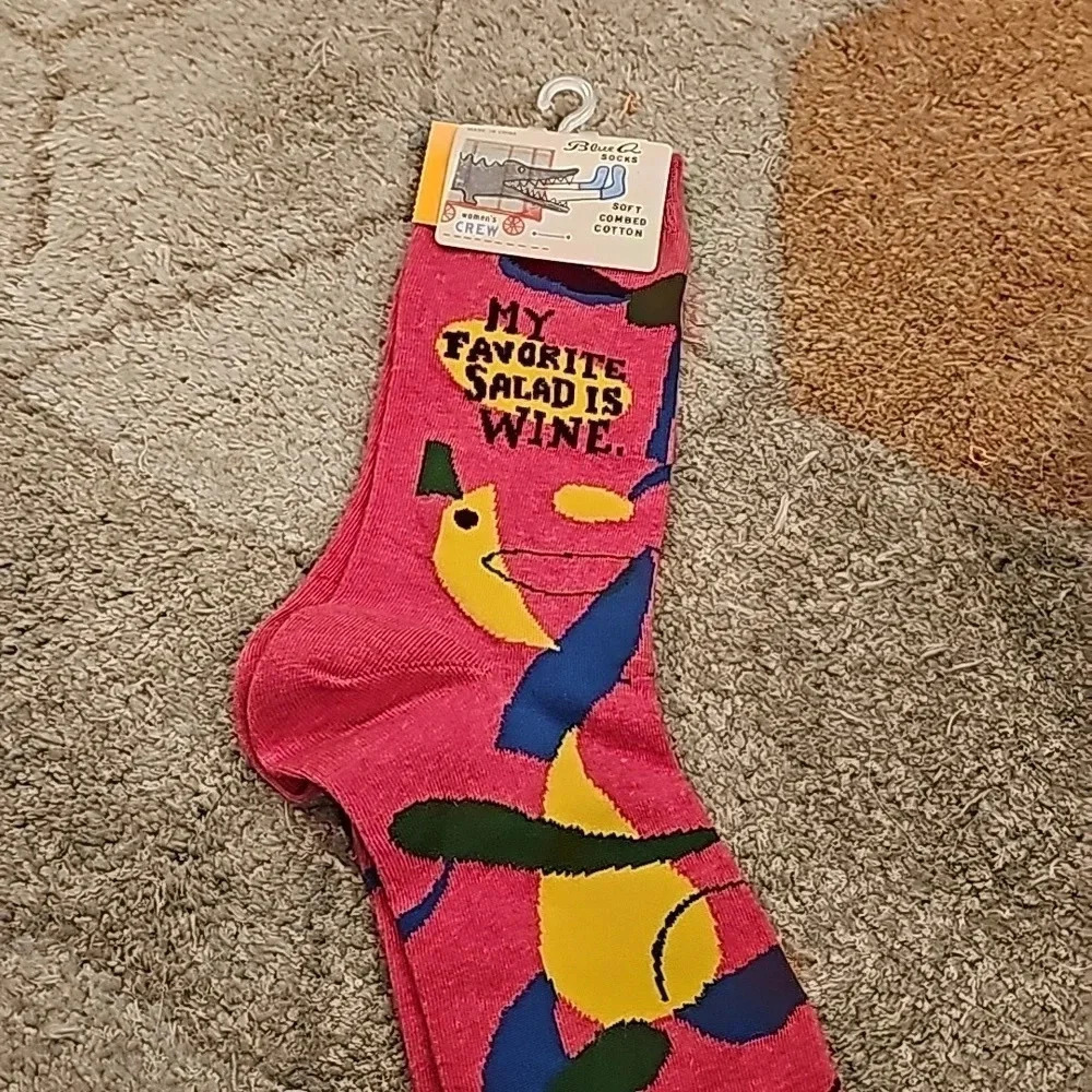 My favorite salad is wine Crew Sock sz 5-10